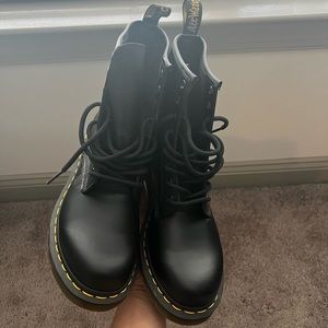 Dr Martens Classic 1460 Black Smooth Leather Lace Up Boots